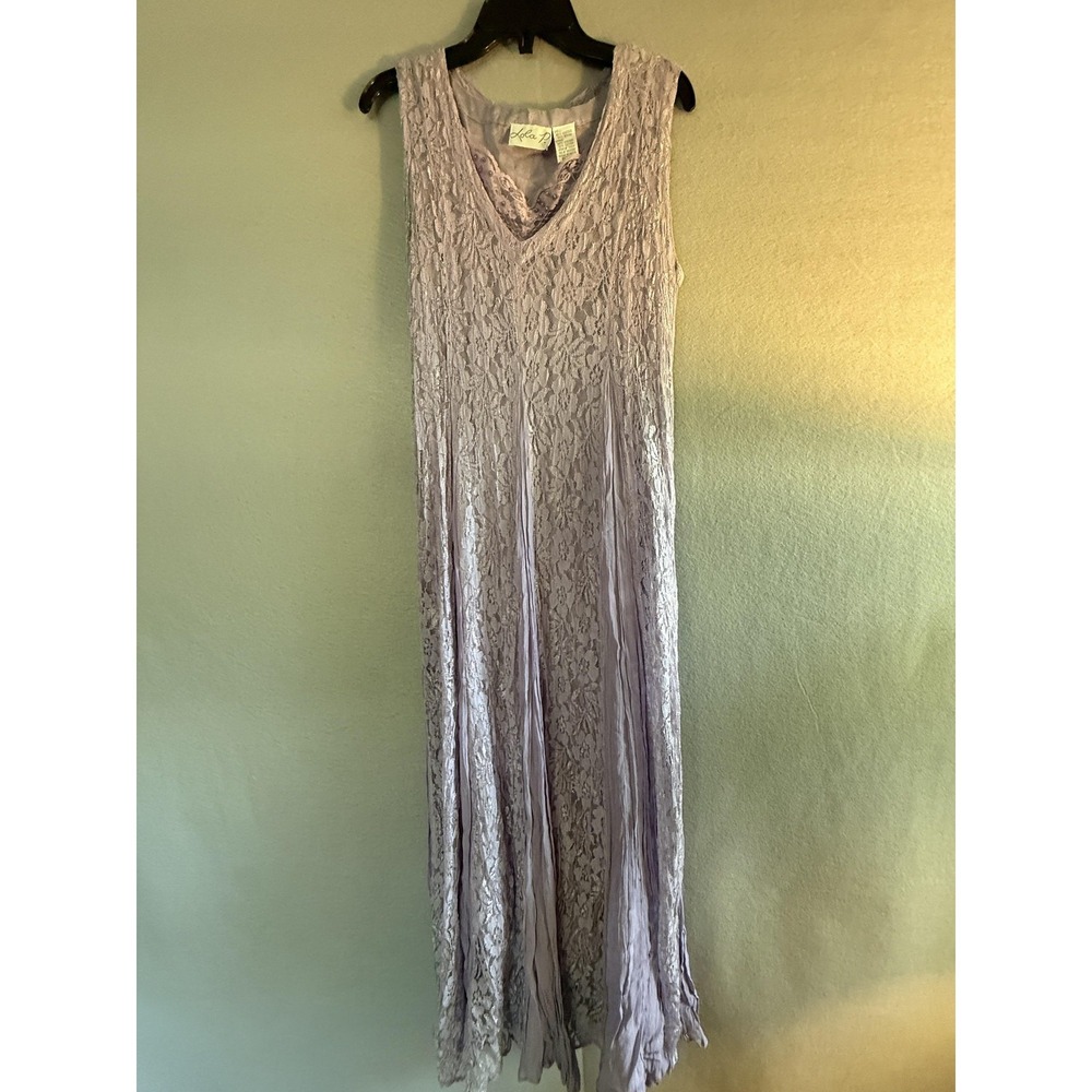 Lola P. Dress Womens S Purple Lace Sequin V‎ Neck Sleeveless Maxi Lined Boho